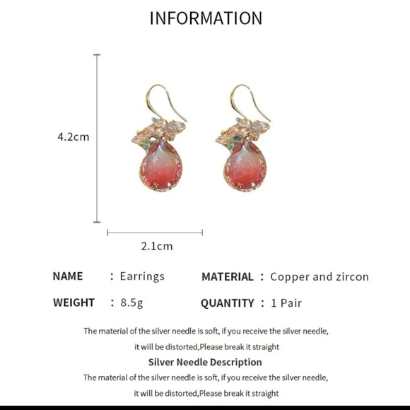 Delicate Pink Zircon Earrings - Picture 4 of 6